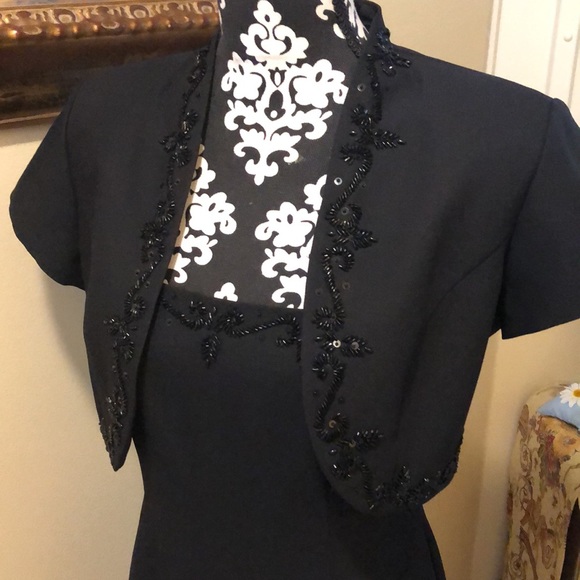 J.R. NITES 2-Pc Beaded Bolero Jacket & Sleeveless side slit statuesque gown - Picture 3 of 15